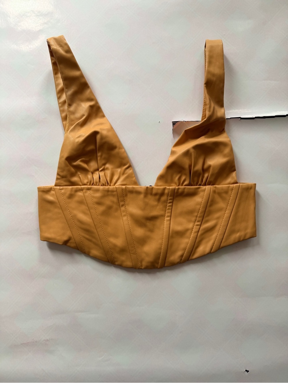 Zara Mustard Yellow Cropped Corset-Style Tank